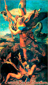 Архангел Михаил поражает Люцифера. 1518 г. Рафаэль